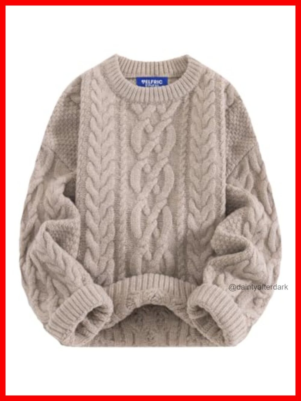 Oversized Chunky Cable Knit Crew Neck Pullover Sweater Women Cozy Fall Winter